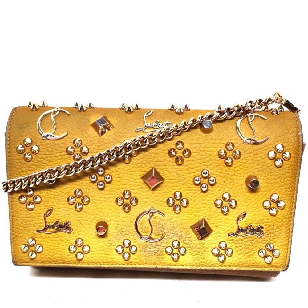 CHRISTIAN LOUBOUTINE SHOULDER BAG BROWN LEATHER